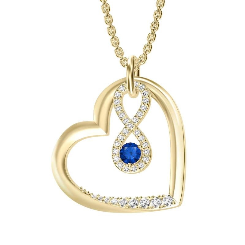 Birthstone Heart Pendant Cubic Zirconia Necklace 18K Gold Plated VVS1 Clarity D Color 3EX Cut