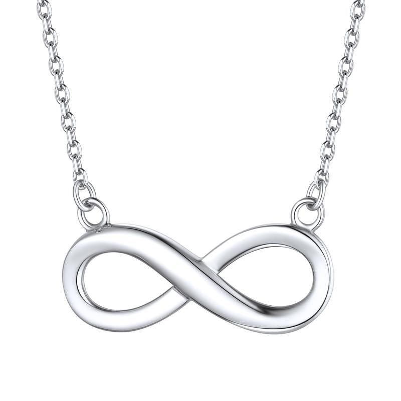 Chicsilver Stackable Dainty Daily Simple Elegant High Polished Infinity Eternal Love 925 Sterling Silver Cubic Zirconia Necklace for Women
