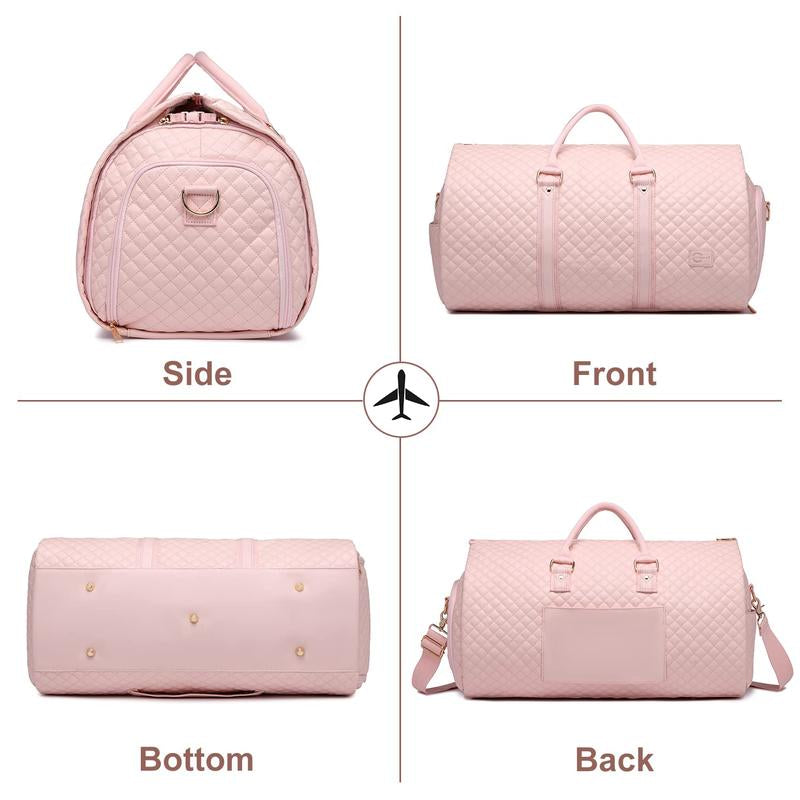 SEYFOCNIA Convertible Carry on Garment Bag for Women,Leather Garment Bags for Travel with Shoe Pouch 2 in 1 Hanging Suitcase Suit Bag for Women Travel Bags for Women Duffle Bag Garment Bag Gifts