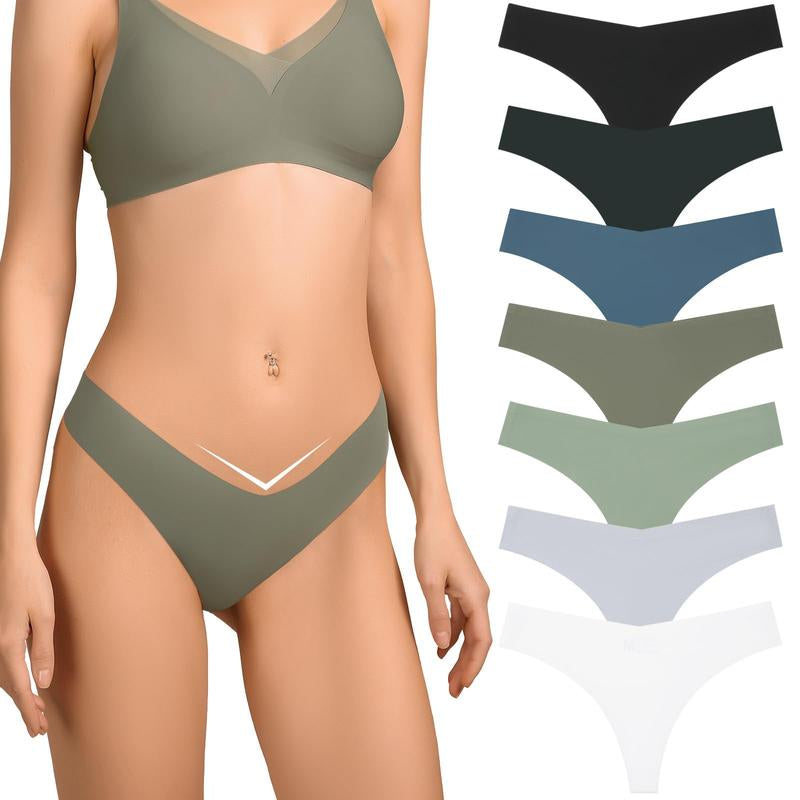 LEVAO 7 Pack Seamless Thong Underwear for Women No Show Breathable Stretch Comfy Soft