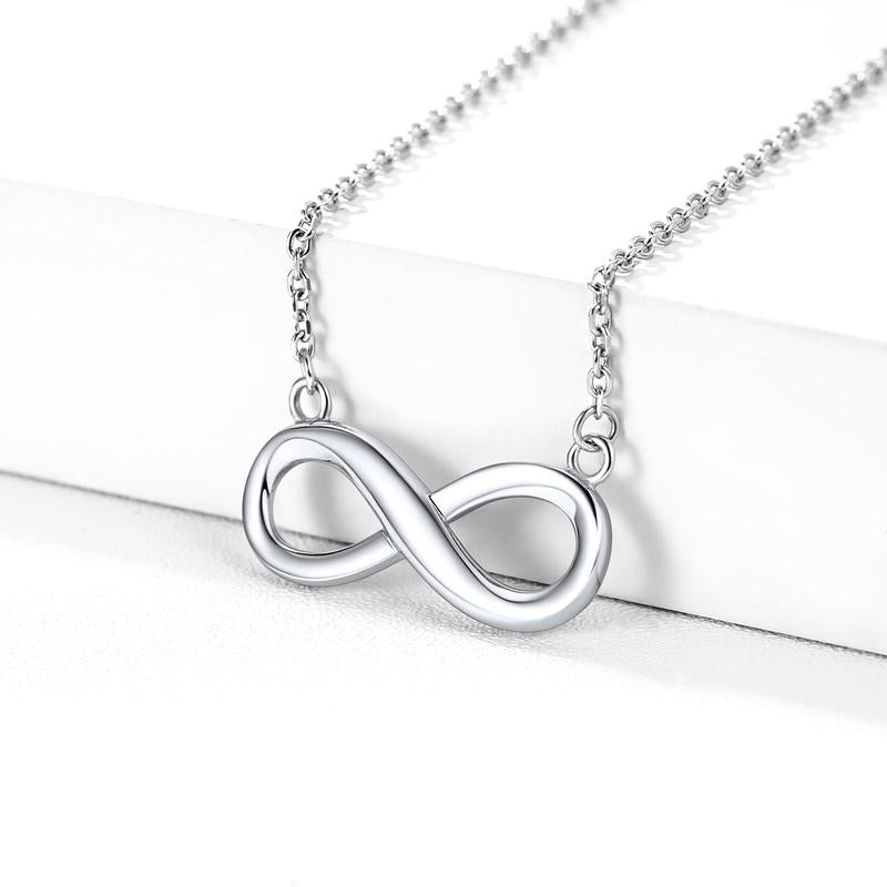 Chicsilver Stackable Dainty Daily Simple Elegant High Polished Infinity Eternal Love 925 Sterling Silver Cubic Zirconia Necklace for Women