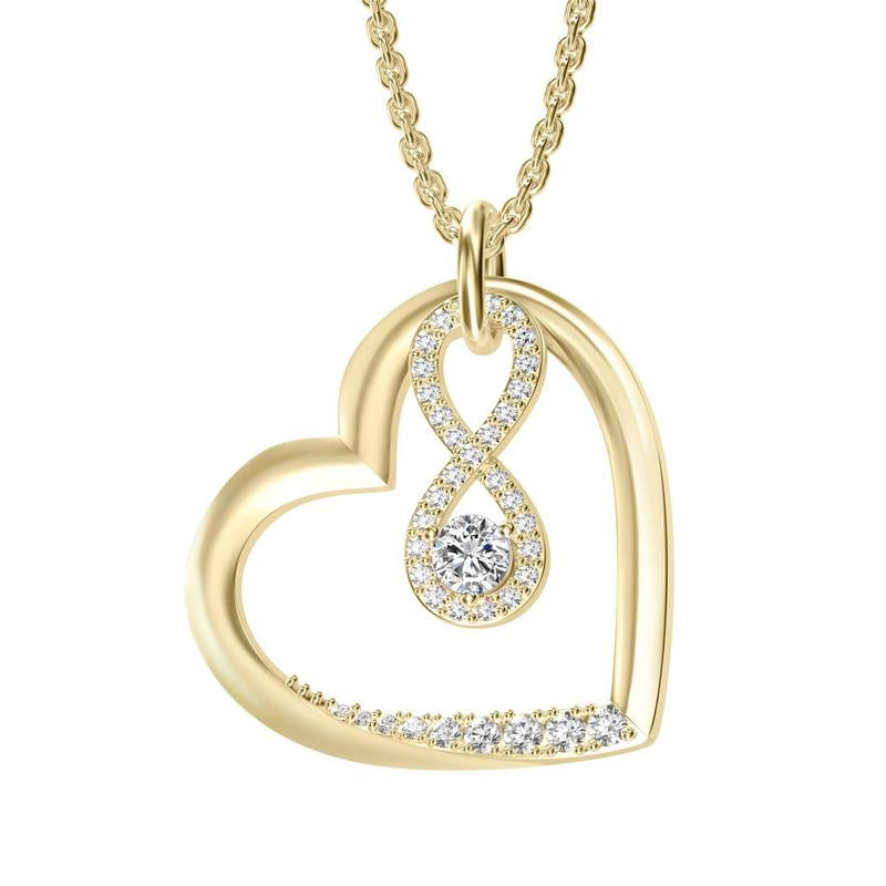 Birthstone Heart Pendant Cubic Zirconia Necklace 18K Gold Plated VVS1 Clarity D Color 3EX Cut