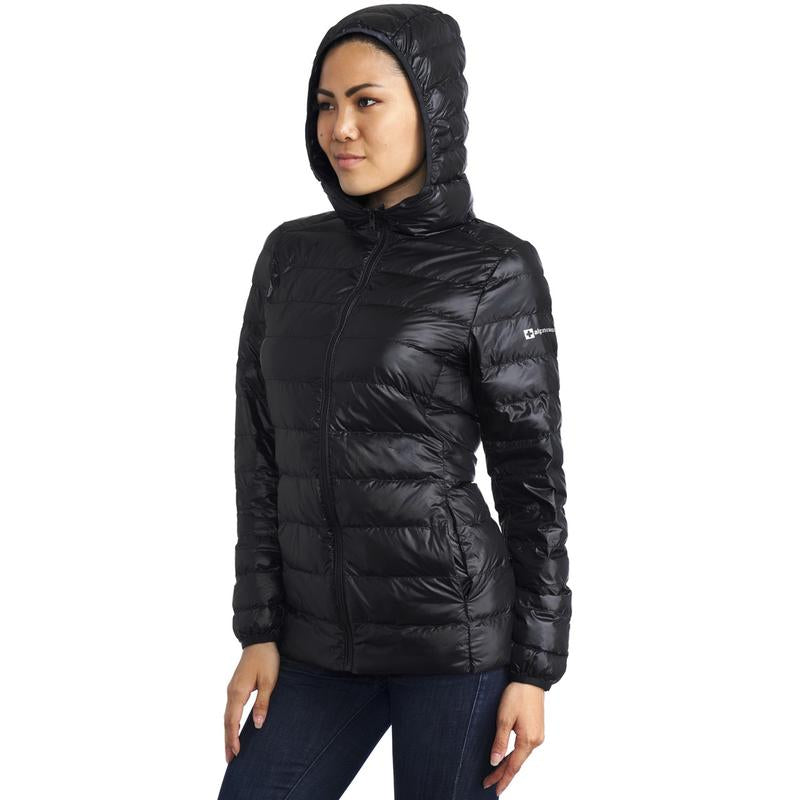 Alpine Swiss Eva Womens down Alternative Puffer Jacket Hooded Light Packable Coat