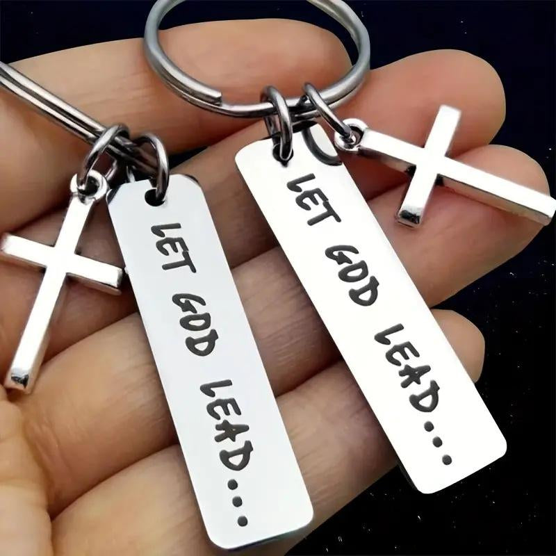 Let God Lead Cross Keychain Religious Jewelry Accessory Perfect Gift for Christian Faith