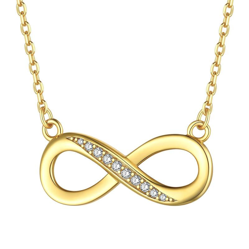 Chicsilver Stackable Dainty Daily Simple Elegant High Polished Infinity Eternal Love 925 Sterling Silver Cubic Zirconia Necklace for Women