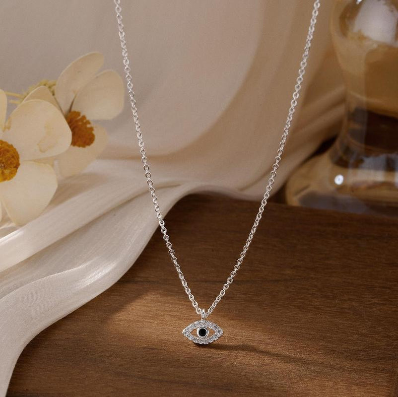 Pvoovi Dainty 14K Gold Plated Evil Eye Necklace for Women - Delicate CZ Diamond Choker Pendant Necklace Jewelry Gift