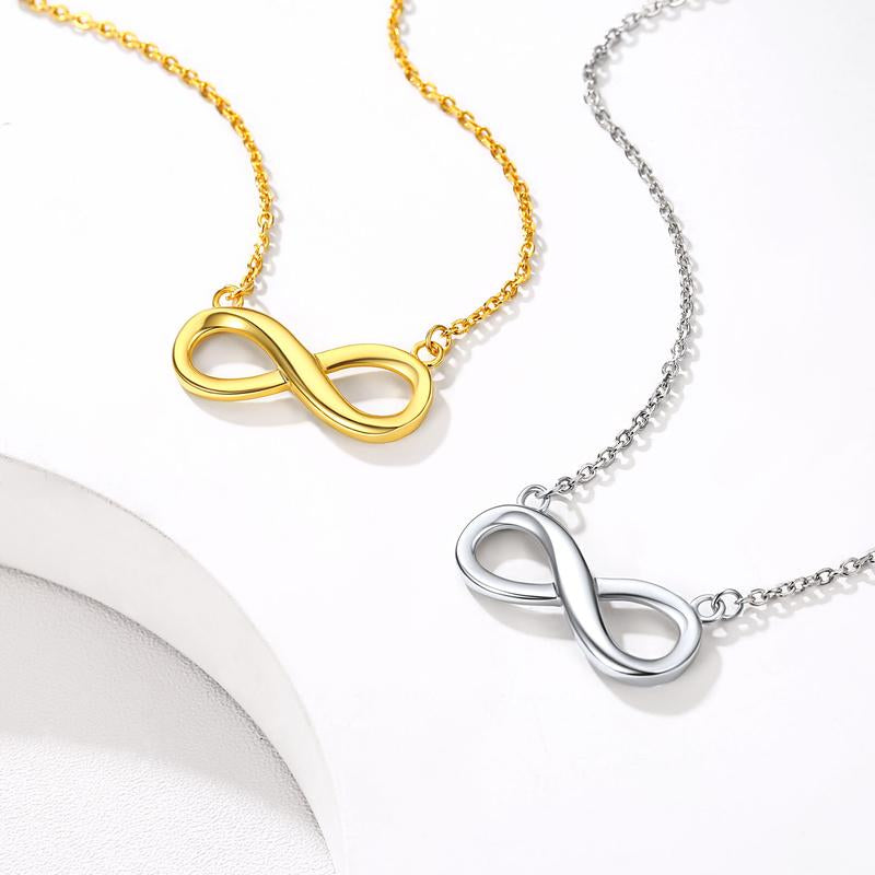 Chicsilver Stackable Dainty Daily Simple Elegant High Polished Infinity Eternal Love 925 Sterling Silver Cubic Zirconia Necklace for Women