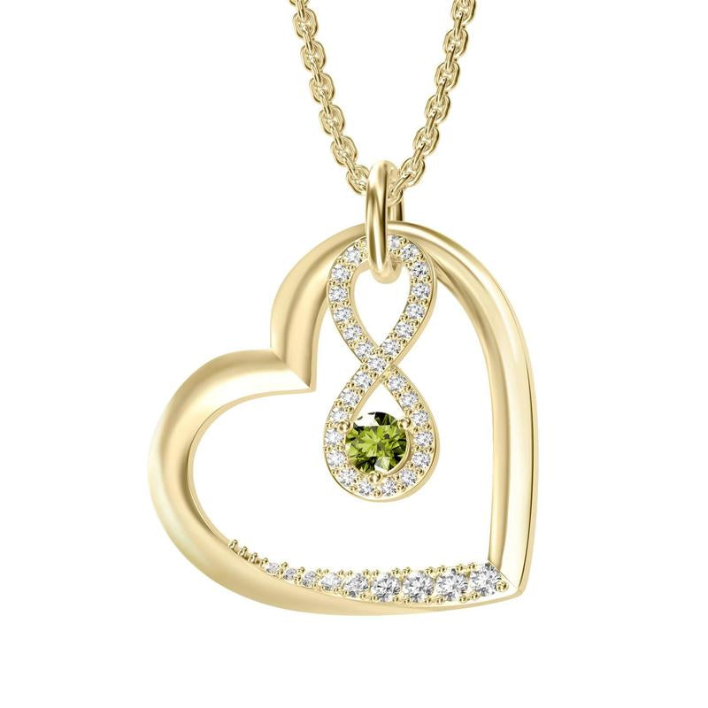 Birthstone Heart Pendant Cubic Zirconia Necklace 18K Gold Plated VVS1 Clarity D Color 3EX Cut