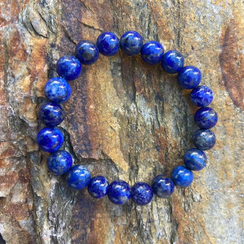 Natural Lapis Lazuli Stone Beaded Bracelet 8Mm Blue Lapis Gemstone Stretch Healing Bracelet Boho Style Friendship Bracelet Valentine'S Day Gift