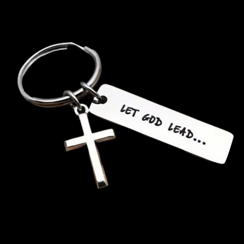 Let God Lead Cross Keychain Religious Jewelry Accessory Perfect Gift for Christian Faith