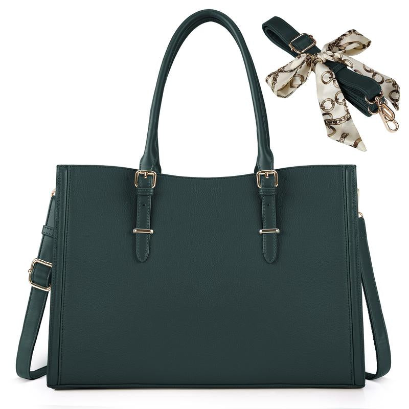 Laptop Bag for Women 15.6 Inch Waterproof Tote Large Leather Work Bag Computer Briefcase School Bag Office Professional Large Capacity Handbag Shoulder Bag