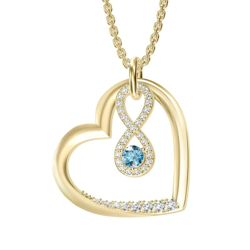 Birthstone Heart Pendant Cubic Zirconia Necklace 18K Gold Plated VVS1 Clarity D Color 3EX Cut