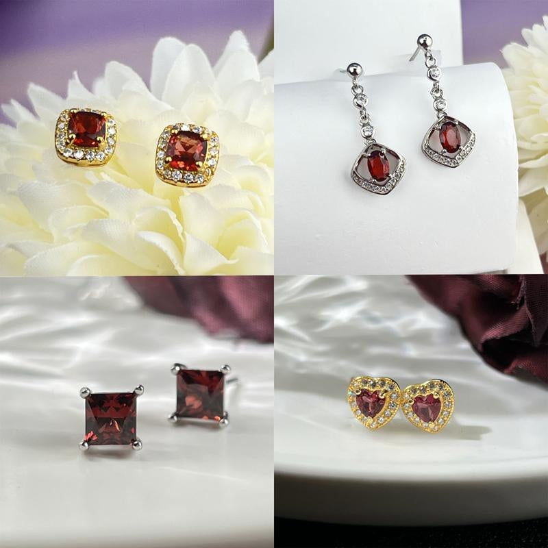 Lavesha S925 Garnet Stub Earrings