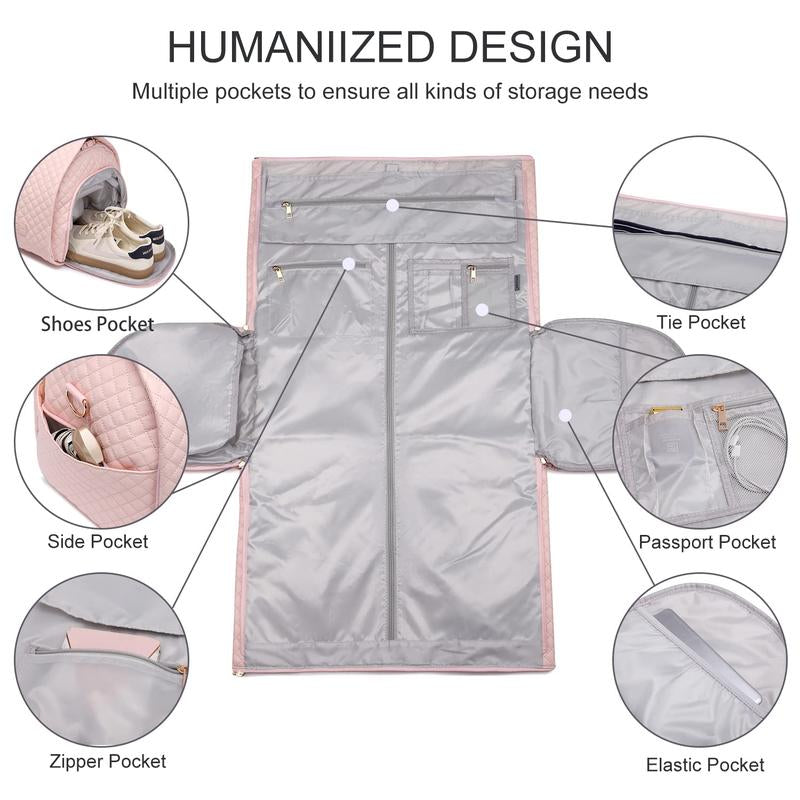 SEYFOCNIA Convertible Carry on Garment Bag for Women,Leather Garment Bags for Travel with Shoe Pouch 2 in 1 Hanging Suitcase Suit Bag for Women Travel Bags for Women Duffle Bag Garment Bag Gifts