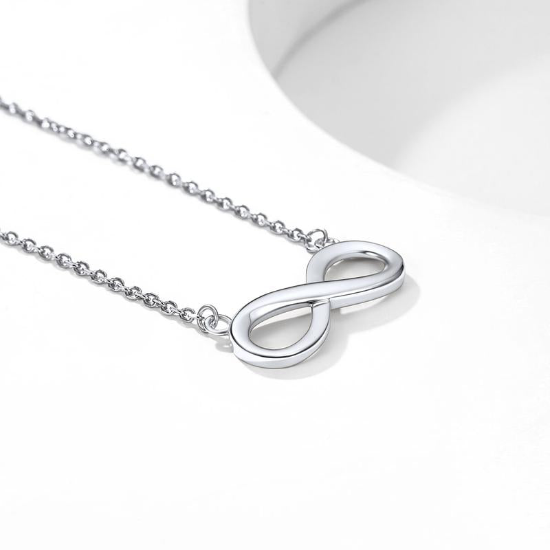 Chicsilver Stackable Dainty Daily Simple Elegant High Polished Infinity Eternal Love 925 Sterling Silver Cubic Zirconia Necklace for Women