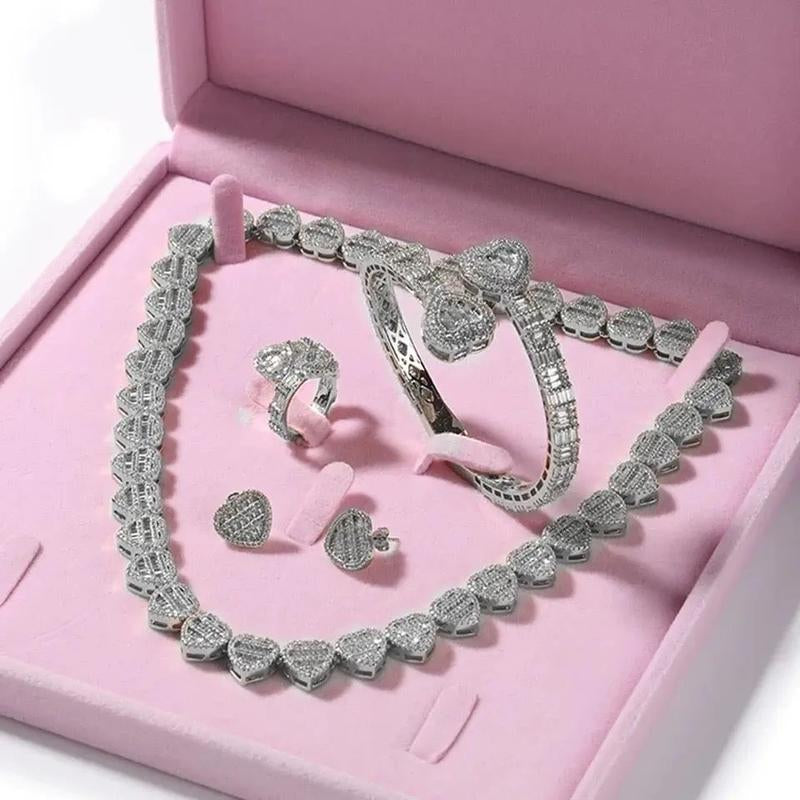 4Pc Baguette Set, Womens Jewelry Set, Earrings, Necklace, Bracelet