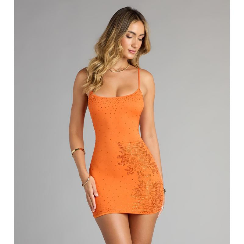 Glow Getter Rhinestone Bodycon Mini Dress