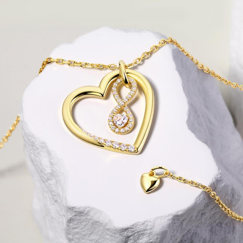 Birthstone Heart Pendant Cubic Zirconia Necklace 18K Gold Plated VVS1 Clarity D Color 3EX Cut