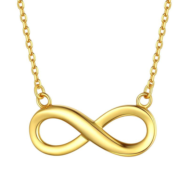 Chicsilver Stackable Dainty Daily Simple Elegant High Polished Infinity Eternal Love 925 Sterling Silver Cubic Zirconia Necklace for Women