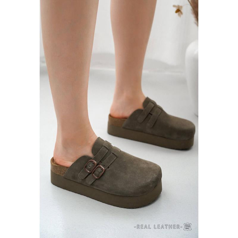 Project Cloud | "Stephi" Genuine Leather Clogs for Women | Memory Foam | Lightweight | Non-Slip
