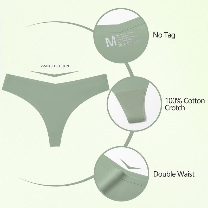 LEVAO 7 Pack Seamless Thong Underwear for Women No Show Breathable Stretch Comfy Soft