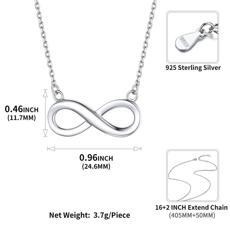 Chicsilver Stackable Dainty Daily Simple Elegant High Polished Infinity Eternal Love 925 Sterling Silver Cubic Zirconia Necklace for Women