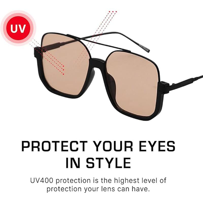 Retro Trendy Aviator Style Outdoor Fashion Metal Frame Clear Tinted Sunglasses UV Protection, Unisex Holiday Gifts Allround Polarized Sunglasses for Multipurpose Use (Travel, Driving, Biking, Fishing)