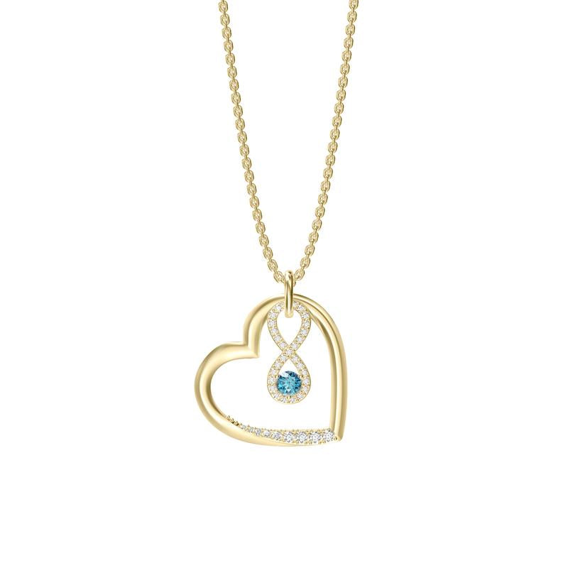 Birthstone Heart Pendant Cubic Zirconia Necklace 18K Gold Plated VVS1 Clarity D Color 3EX Cut