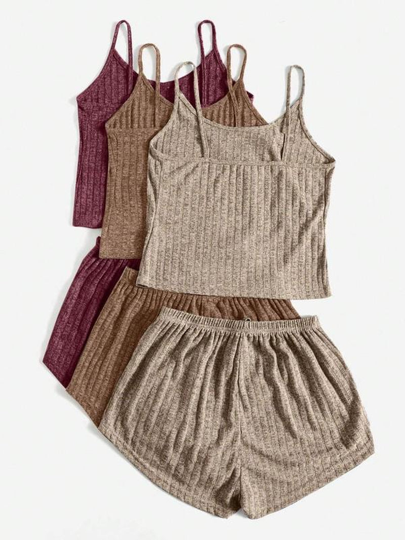 Women'S Plain Crop Cami Top & Tie Front Shorts Vintage Set, Summer Clothes, Casual Fit Spaghetti Strap Camisole & Shorts Set, Back to School Outfits, Women'S Clothes, Two Piece Set Women, Summer 2 Piece Set, Womenswear