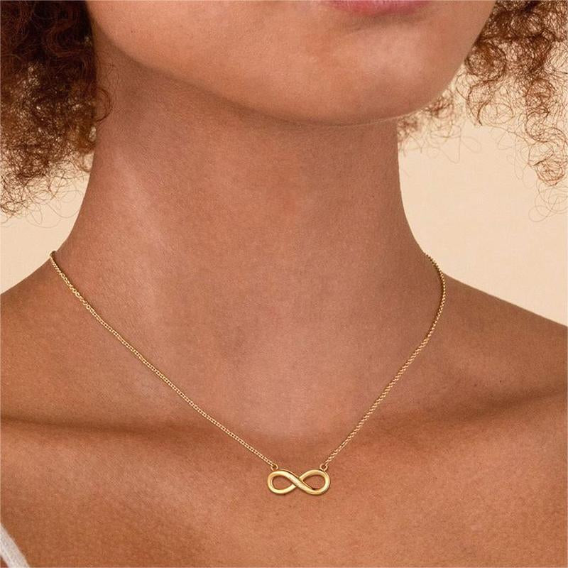 Chicsilver Stackable Dainty Daily Simple Elegant High Polished Infinity Eternal Love 925 Sterling Silver Cubic Zirconia Necklace for Women