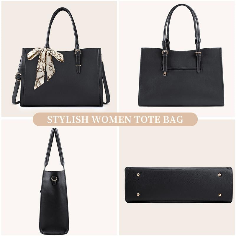 Laptop Bag for Women 15.6 Inch Waterproof Tote Large Leather Work Bag Computer Briefcase School Bag Office Professional Large Capacity Handbag Shoulder Bag