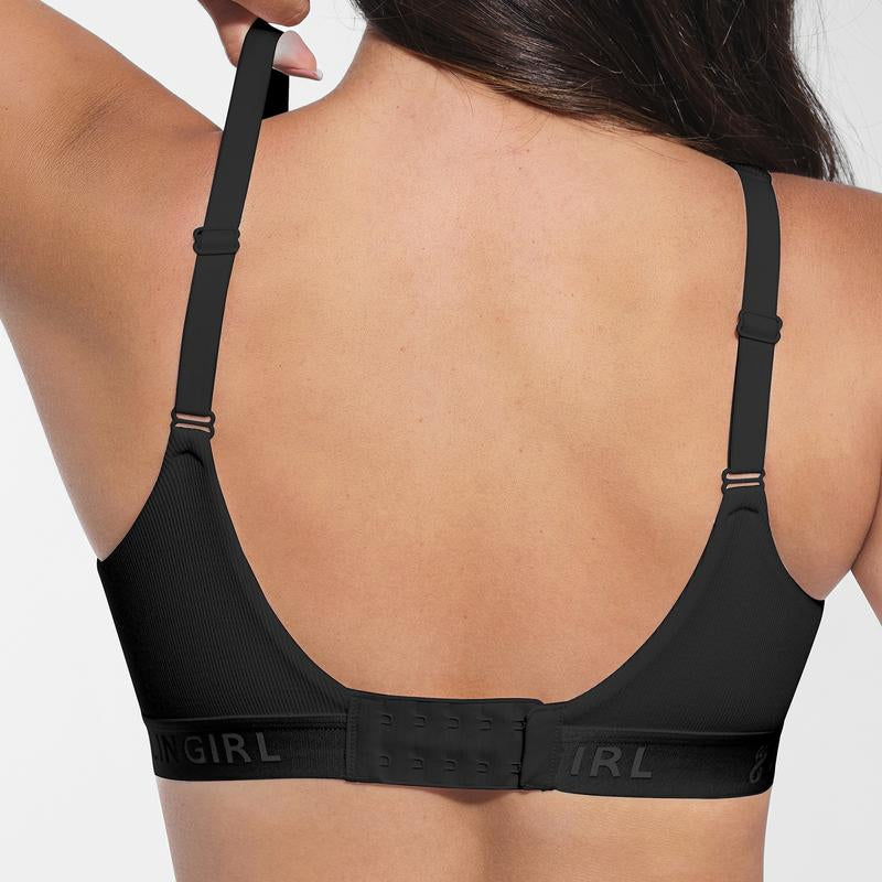 Feelingirl Comfort Modal Rib Bra Seamless No Underwire Flexible Straps Full Coverage Everyday Bras