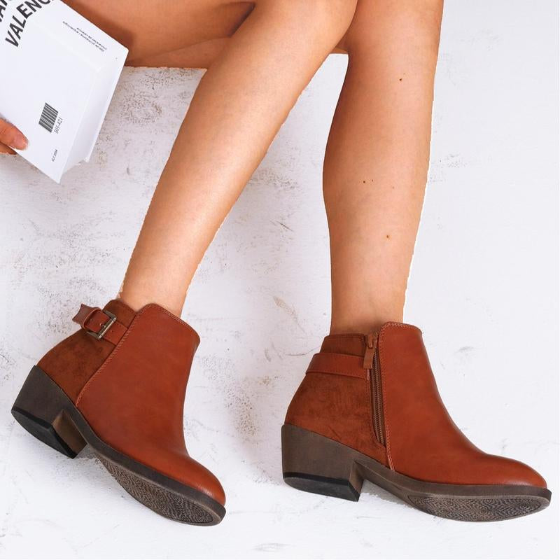Women'S 9617 Fashion Boots Chunky Low Heel Western Boots Ankle Booties