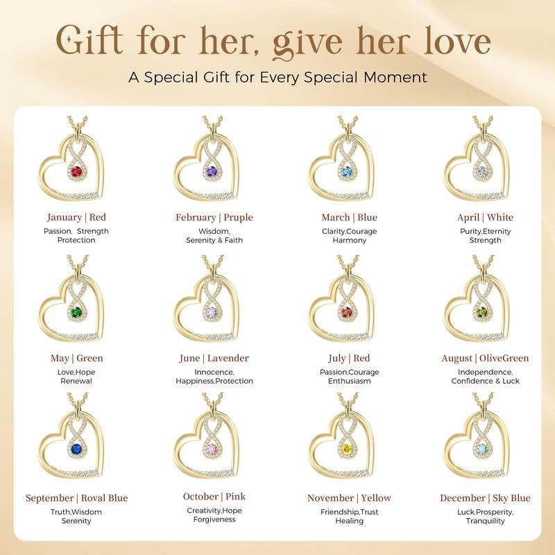 Birthstone Heart Pendant Cubic Zirconia Necklace 18K Gold Plated VVS1 Clarity D Color 3EX Cut