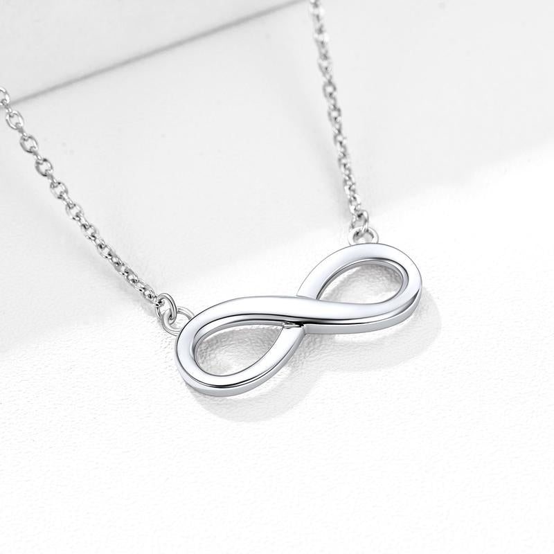 Chicsilver Stackable Dainty Daily Simple Elegant High Polished Infinity Eternal Love 925 Sterling Silver Cubic Zirconia Necklace for Women