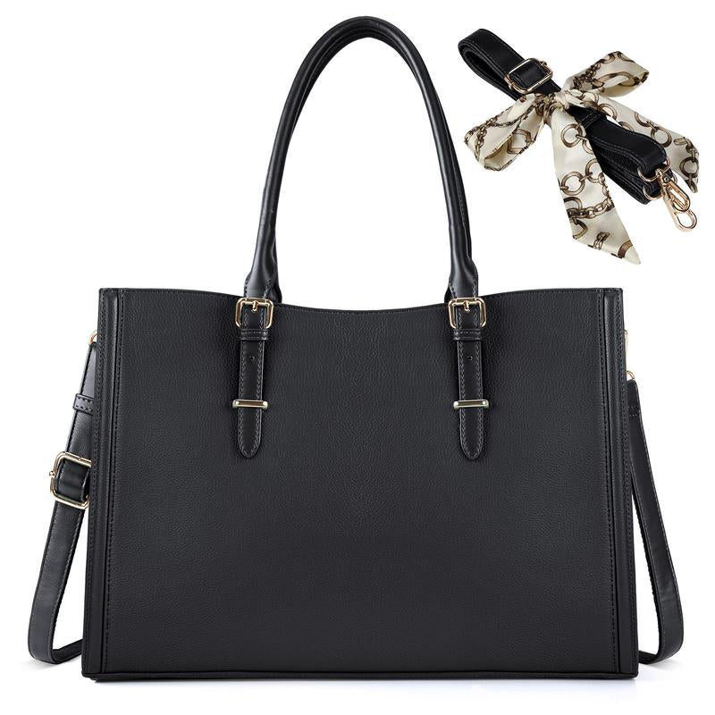 Laptop Bag for Women 15.6 Inch Waterproof Tote Large Leather Work Bag Computer Briefcase School Bag Office Professional Large Capacity Handbag Shoulder Bag