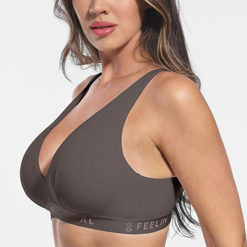Feelingirl Comfort Modal Rib Bra Seamless No Underwire Flexible Straps Full Coverage Everyday Bras