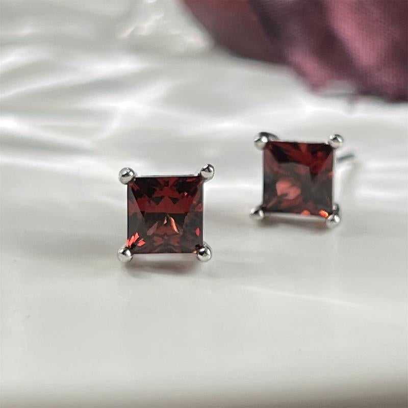 Lavesha S925 Garnet Stub Earrings