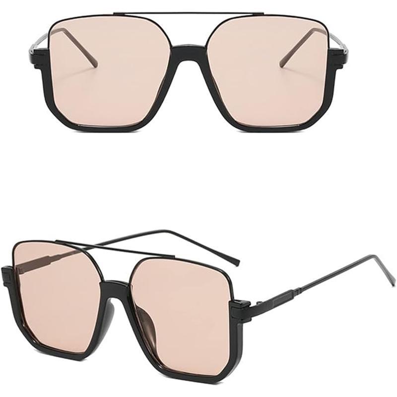 Retro Trendy Aviator Style Outdoor Fashion Metal Frame Clear Tinted Sunglasses UV Protection, Unisex Holiday Gifts Allround Polarized Sunglasses for Multipurpose Use (Travel, Driving, Biking, Fishing)