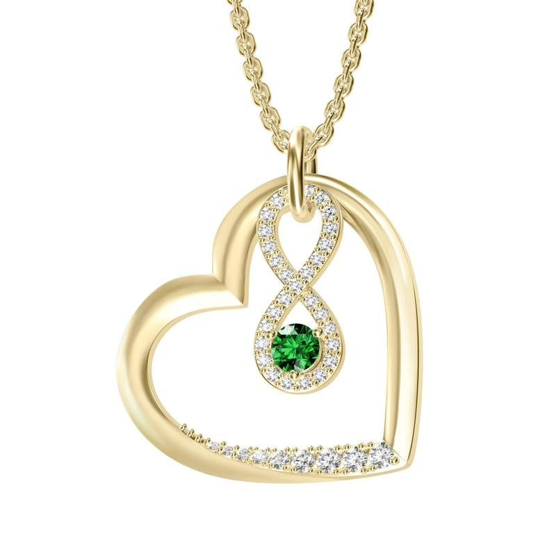 Birthstone Heart Pendant Cubic Zirconia Necklace 18K Gold Plated VVS1 Clarity D Color 3EX Cut