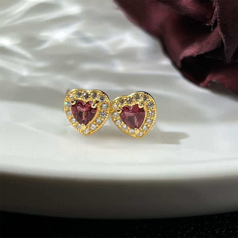 Lavesha S925 Garnet Stub Earrings