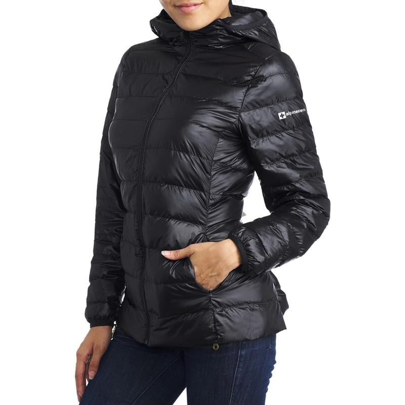 Alpine Swiss Eva Womens down Alternative Puffer Jacket Hooded Light Packable Coat