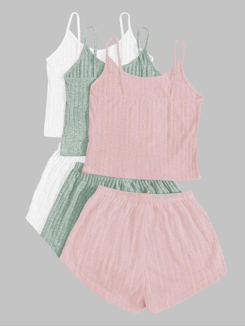 Women'S Plain Crop Cami Top & Tie Front Shorts Vintage Set, Summer Clothes, Casual Fit Spaghetti Strap Camisole & Shorts Set, Back to School Outfits, Women'S Clothes, Two Piece Set Women, Summer 2 Piece Set, Womenswear