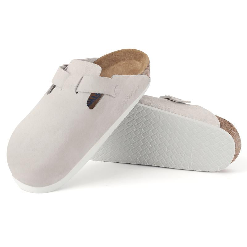 SOFTYOHO Clogs for Women Men, Mules with Arch Support and Adjustable Buckle, Suede Leather Cork Footbed Potato Shoes Footwear Boy Comfort Nail